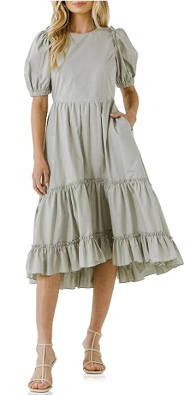 ENGLISH FACTORY Women's Ruffle Detail Midi Dress Size XS NWT